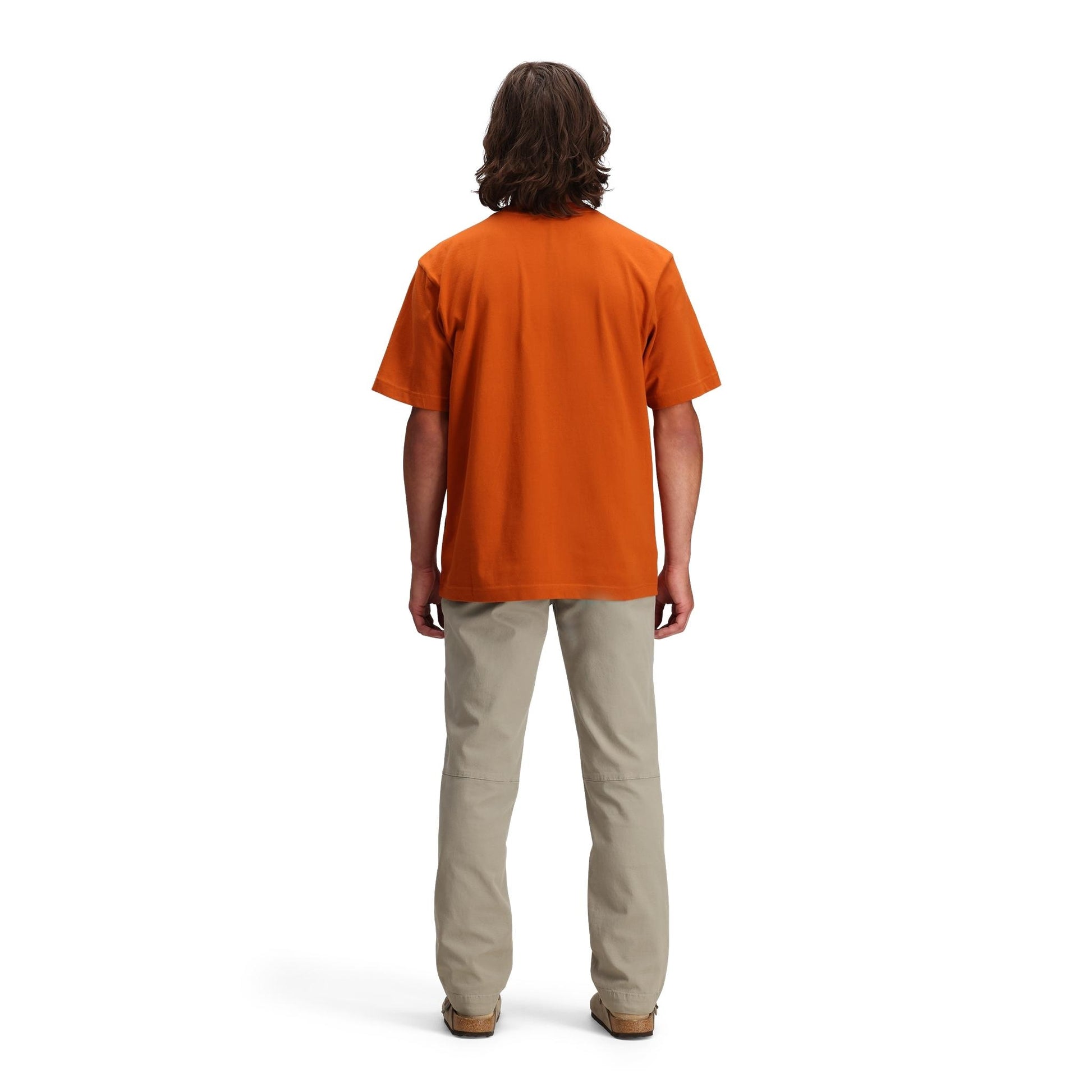 Back model shot of Topo Designs Dirt Pants Classic - Men's in "Dried Sage"