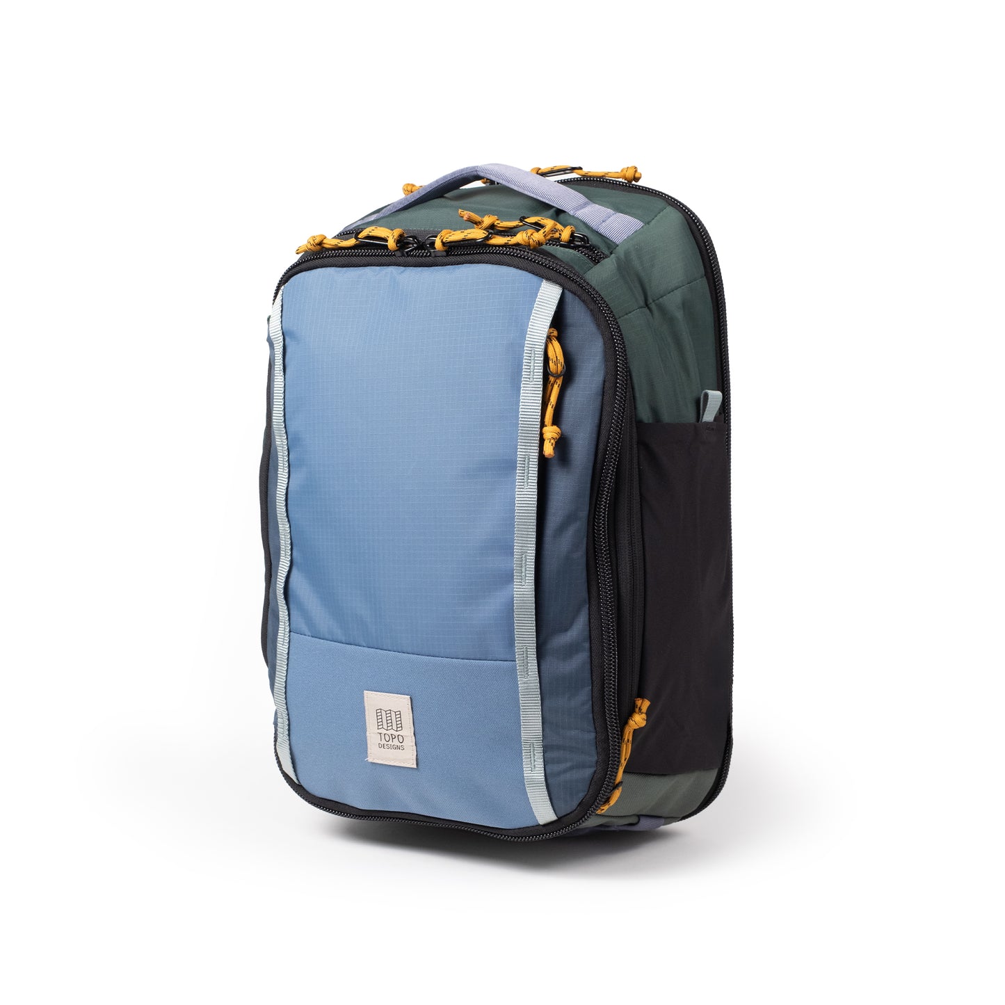Front View of Topo Designs Global Travel Backpack  in "Stone Blue / Forest"