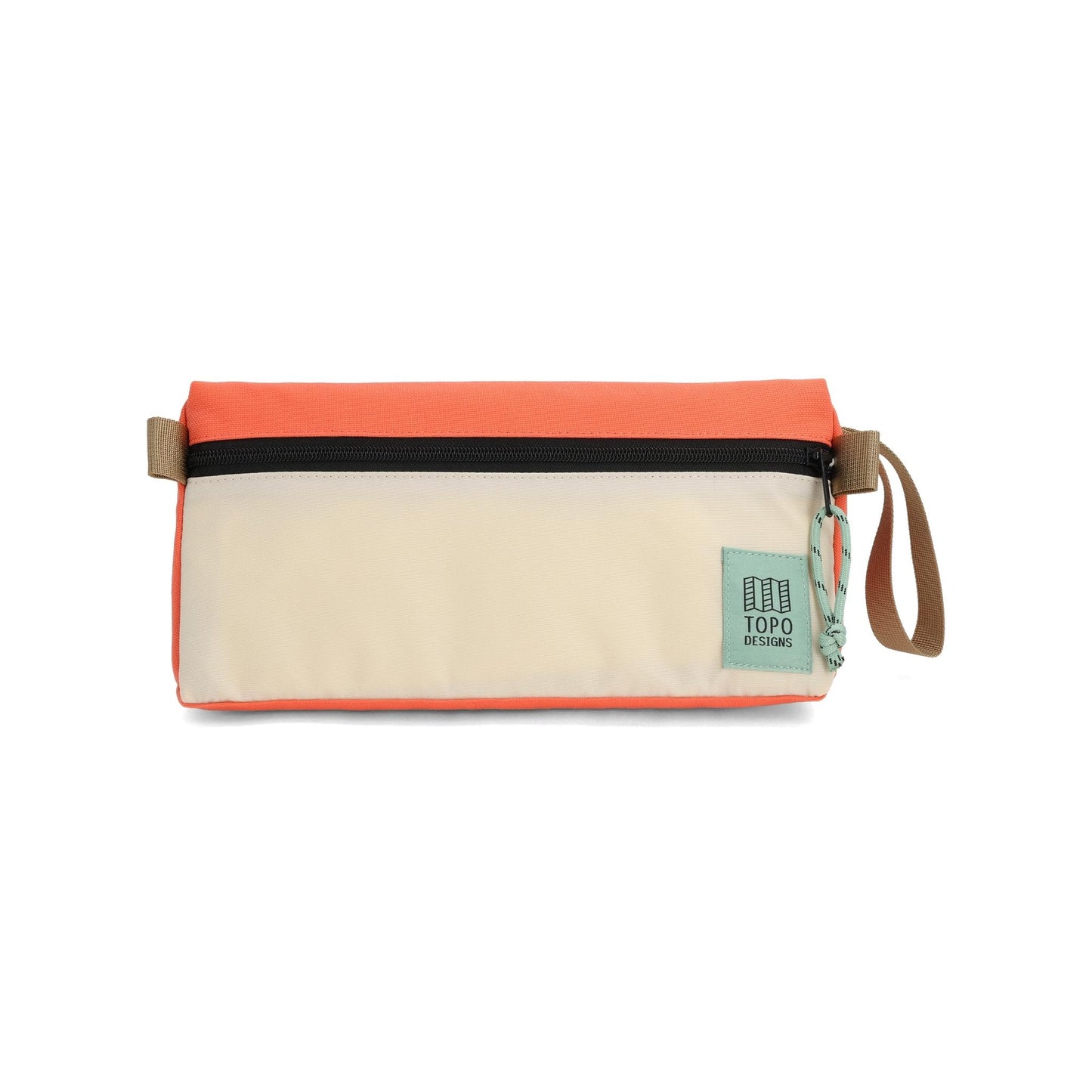 Front View of Topo Designs Dopp Kit in "Almond / Emberglow"