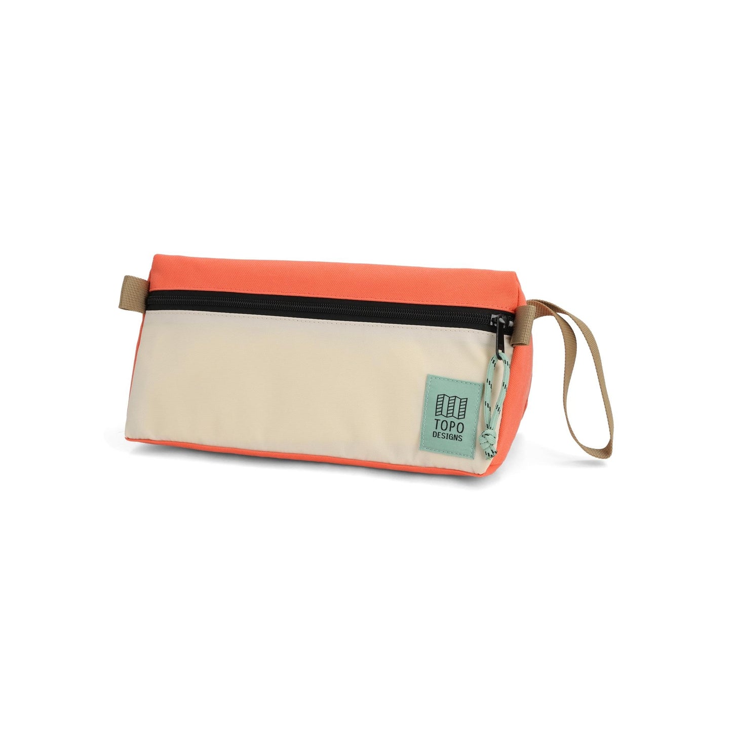 Front View of Topo Designs Dopp Kit in "Almond / Emberglow"