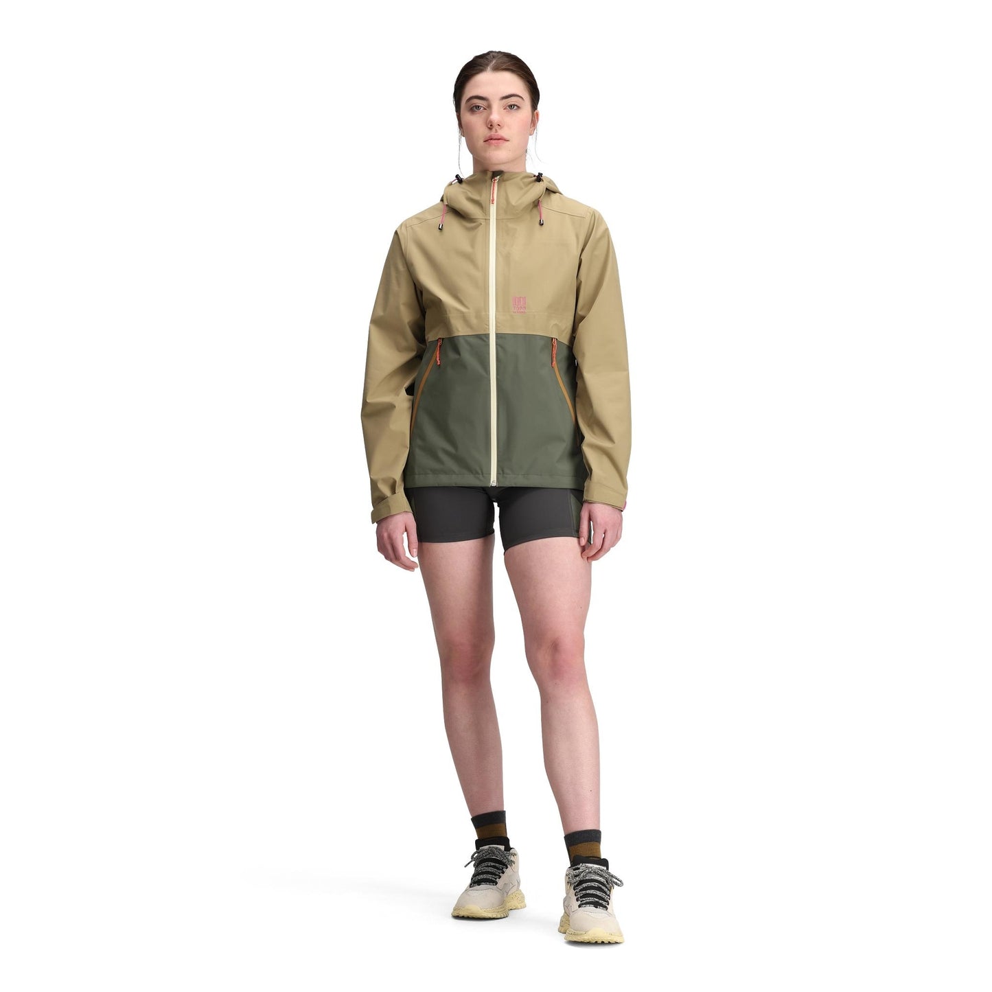 General front model shot of Topo Designs Global Jacket - Women's in "Beetle / Elmwood"